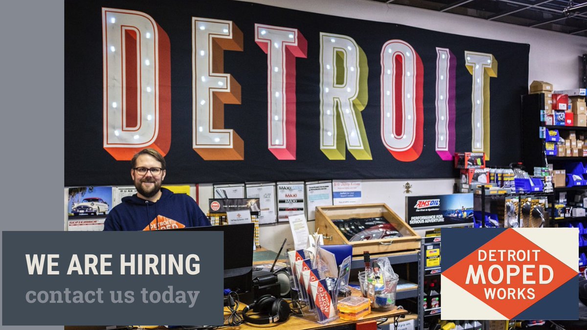 Still looking for retail help
AND/OR 
An experienced bicycle mechanic as we get more involved with eBikes.  
Please send your resume to sales@detroitmopedworks.com
#comeon #itllbefun #learnsomethingnew #geteverythingwesellatcost #detroitmopedworks #mopedlife #mopedjob #ebikelife