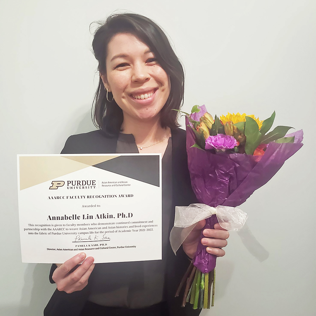 Purdue College of Health and Human Sciences (@purduehhs) on Twitter photo 🎉 Congratulations to Annabelle Atkin (@AtkinAnnabelle), <a href="/PurdueHHS/">Purdue College of Health and Human Sciences</a> assistant professor of human development and family studies, who was recently awarded the <a href="/PurdueAAARCC/">Purdue AAARCC</a> Faculty Recognition Award.
#PurdueHHS #AsianAmericanAndPacificIslanderHeritageMonth 🎉 Congratulations to Annabelle Atkin (@AtkinAnnabelle), <a href="/PurdueHHS/">Purdue College of Health and Human Sciences</a> assistant professor of human development and family studies, who was recently awarded the <a href="/PurdueAAARCC/">Purdue AAARCC</a> Faculty Recognition Award.
#PurdueHHS #AsianAmericanAndPacificIslanderHeritageMonth