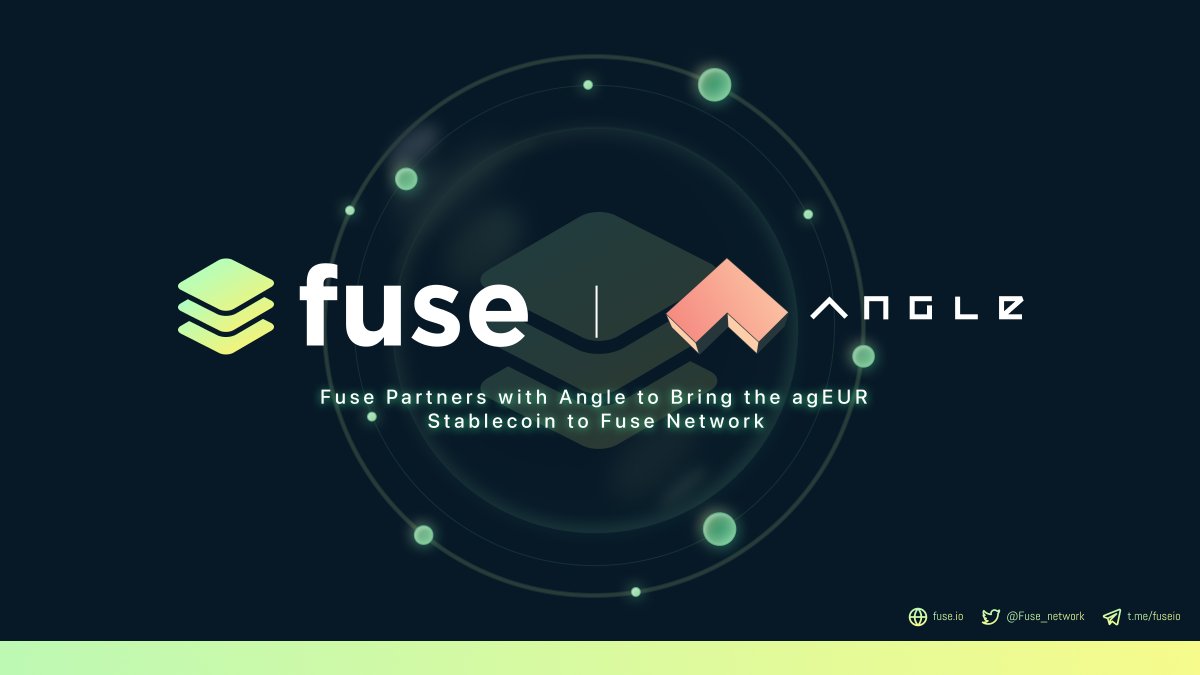Fuse_network's tweet photo. Last week, we announced the collaboration with @AngleProtocol thanks to which the Euro-pegged $agEUR stablecoin became available on @Fuse_network 💶

Now, you can read our blog article for more details 👉 https://t.co/gft9CquYXJ https://t.co/6XV5YFrwpN