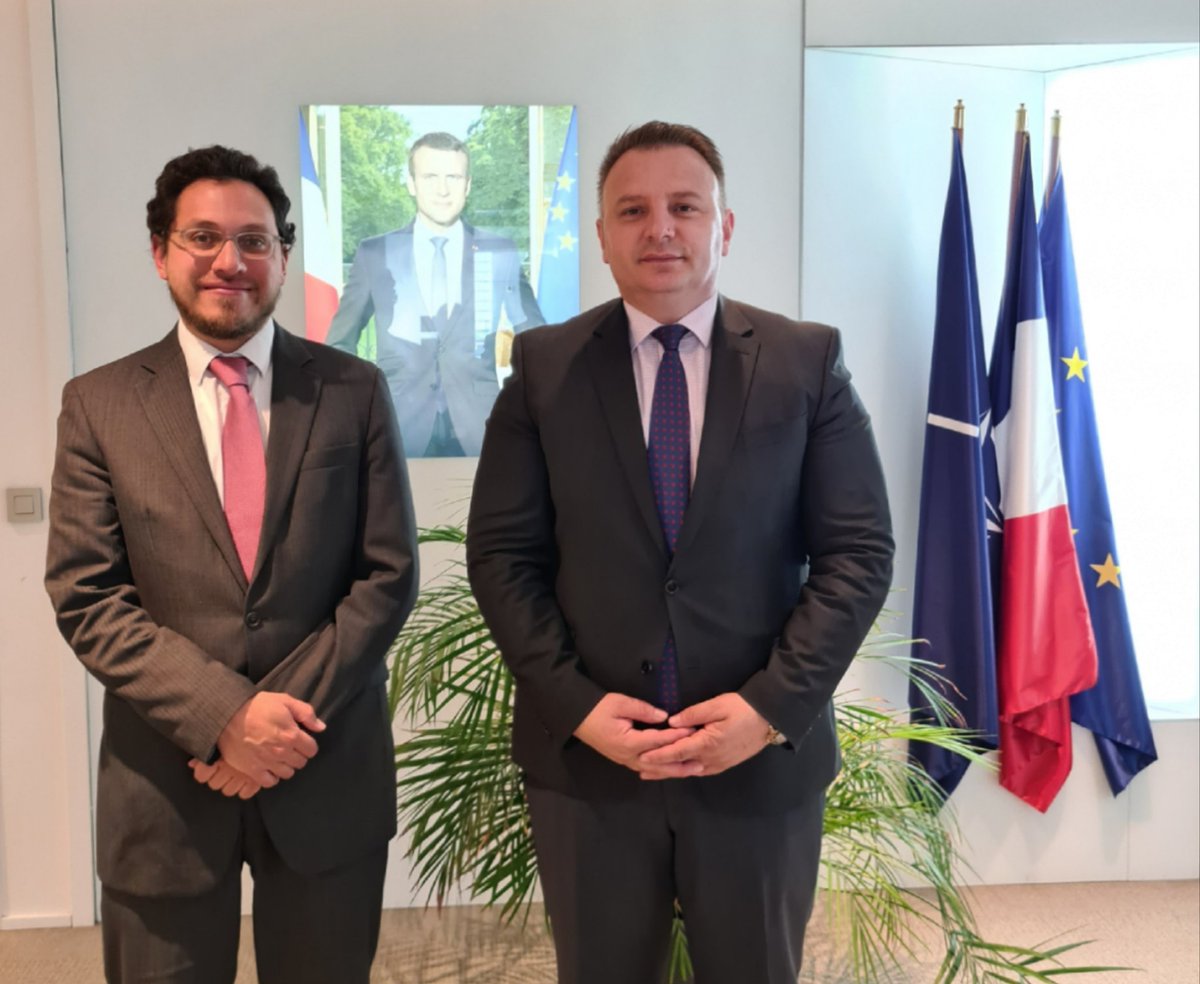 AstritZemaj's tweet photo. Honoured with the special reception and excellent meeting at the @FranceOTAN with 🇫🇷 DPR Alexander Escorcia @lypandas. Committed to deepening relation b/w 🇽🇰 &amp;  🇫🇷 &amp; advancing cooperation for peace and stability in the region, as well our activity in #NATO. https://t.co/kiiZ8n5izd