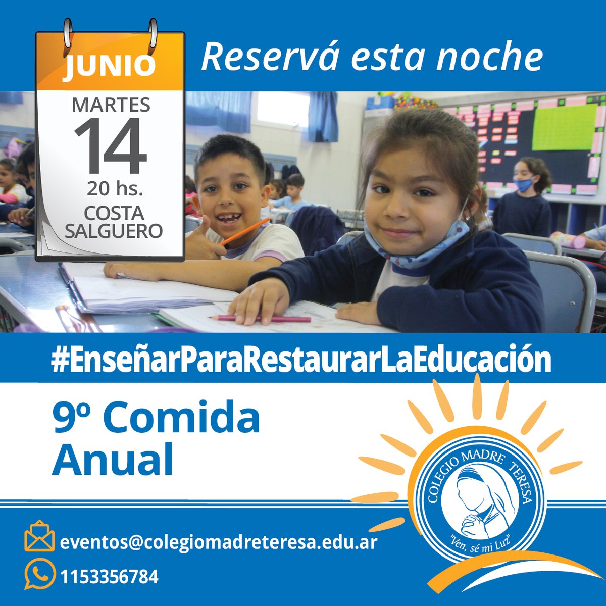 ColeMadreTeresa's tweet photo. Se viene, se viene 🔜 9° #ComidaCMT 
Para participar 
👉eventos@colegiomadreteresa.edu.ar
👉https://t.co/GfWuPDSp0h

#EnseñarParaRestaurarLaEducación https://t.co/1PpYX2B3IJ