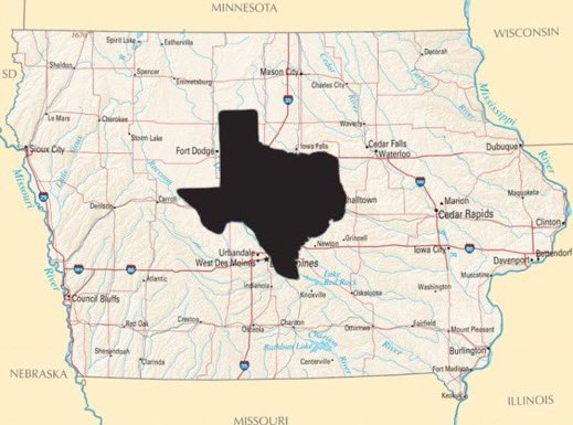 IowaChill's tweet image. People don’t realize how small Texas actually is