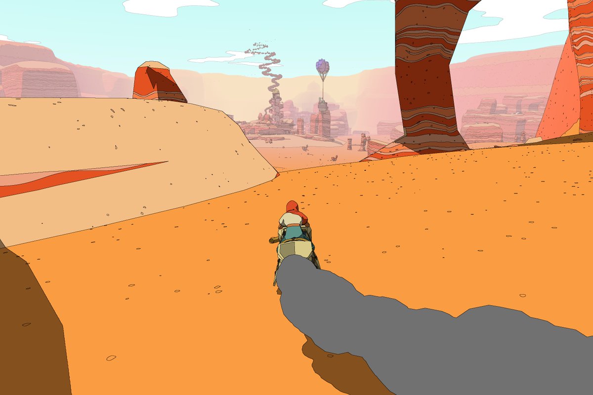 bokuen's tweet photo. I completed the game "Sable" perfectly. It was a pleasurable experience just riding a hoverbike through the vast desert like a Mobius drawing.
ゲーム『Sable』を実績パーフェクトクリアしました！　メビウス風の砂漠をホバーバイクで走ってるだけでめちゃくちゃ気持ち良いゲームでした。 https://t.co/Sn7LOG0tpB