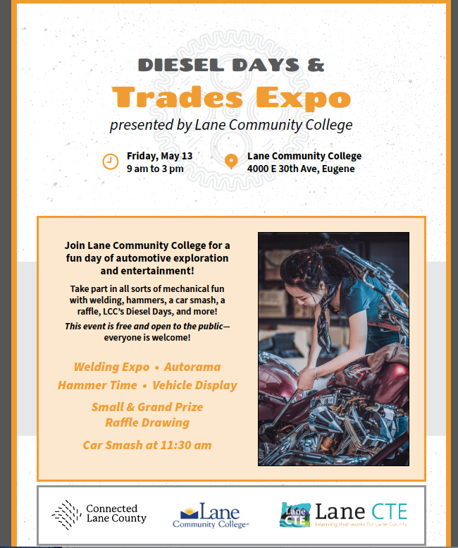 LaneTitans's tweet photo. We are thrilled to welcome back this exciting trade expo to our campus. All are welcome to attend on Friday, May 13th. The Trades Expo begins at 9:00 am, and the can’t-miss Car Smash is set to kick off at 11:30 am. We hope to see you there! https://t.co/zt7iHejrsL