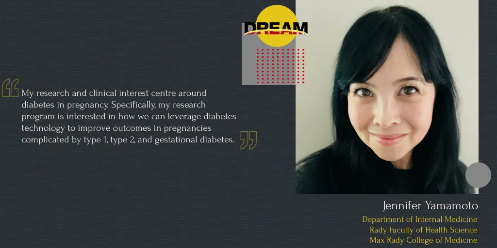 One of our newer #DREAMtheme members Dr. Jennifer Yamamoto @JMYamamotoMD strengthens our team with her research in #diabetesinpregnancy, #type1diabetes, #type2diabetes, #gestantionaldiabetes, and #neonataloutcomes. 
@UM_RadyFHS @CHRIManitoba
