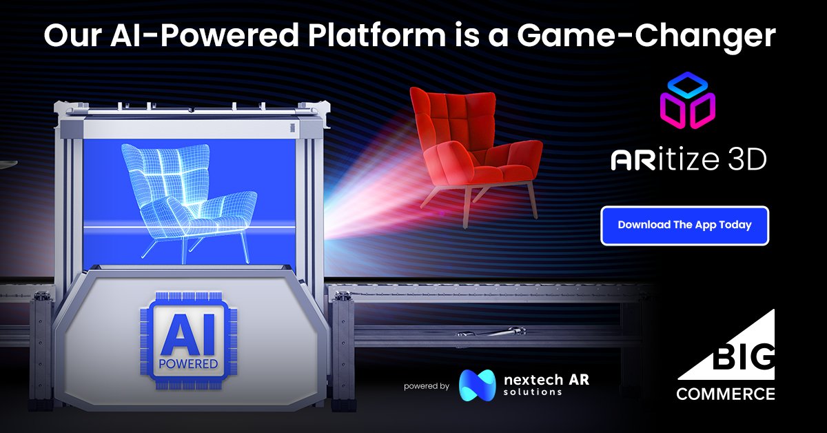 Nextech_AR's tweet photo. Transform your BigCommerce online store into a dynamic virtual showroom with ARitize 3D!
Download The App Today: https://t.co/QstJnqpCRg
#BigCommerce #3DModels #3DAR #AR #AI #3Dmodeling #NextechAR #ARitize #eCommerce https://t.co/fwcqdgsNSZ