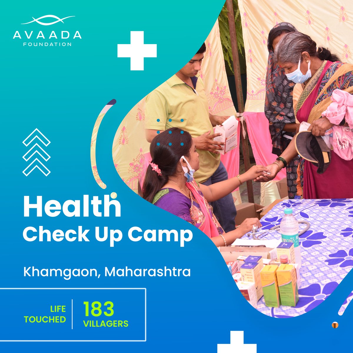 Avaada_Fdn's tweet photo. Reaching the unreachable through our constant strive to benefit #society with our #efforts, Avaada Foundation successfully conducted a #healthcamp in Khamgaon, #maharashtra.
This camp was to provide #freehealthcheckups for all.
In total, ~400 lives were touched.
#CSR #SDG https://t.co/RC3IoGlarE