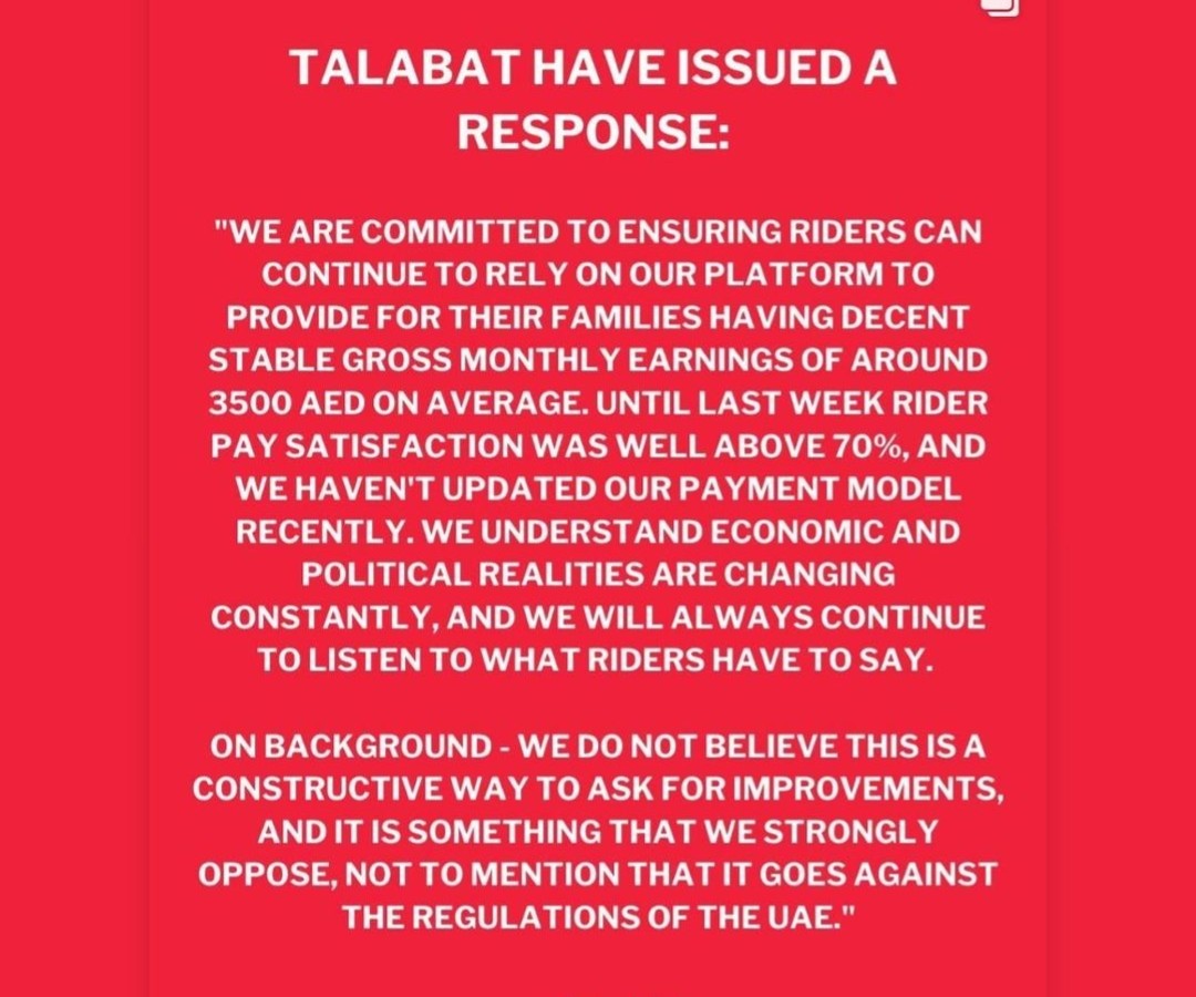 DubaiNameShame's tweet photo. Hey @Talabat don't try this crap wirh us!

If you understood the economic challenges you would not make work 14 hour shifts for 7aed a delivery.

And you would not charge us restaurants 28% on all gross sales to deliver our food...

Your lies are shameful https://t.co/xJEmK6xyu8