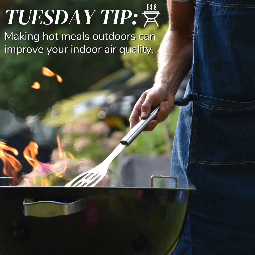 Enjoying the nice weather? Improve your #indoorairquality by cooking hot meals on the grill! #GrillingSeason #HomeTips