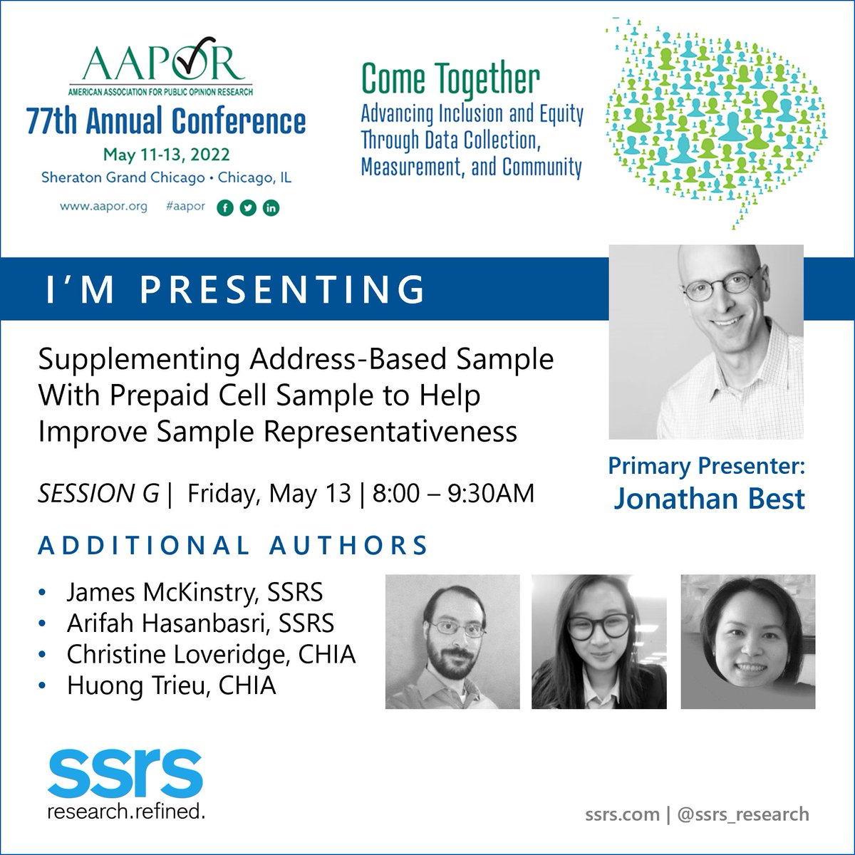 ssrs_research's tweet image. The #AAPOR Annual Conference begins TOMORROW, and our team is presenting on several topics including work with @Mass_CHIA

Learn more about this session: aapor.secure-platform.com/.../1005/appli…

#SurveyResearch #SurveyMethods #Research #Data #AAPOR #addressbasedsample