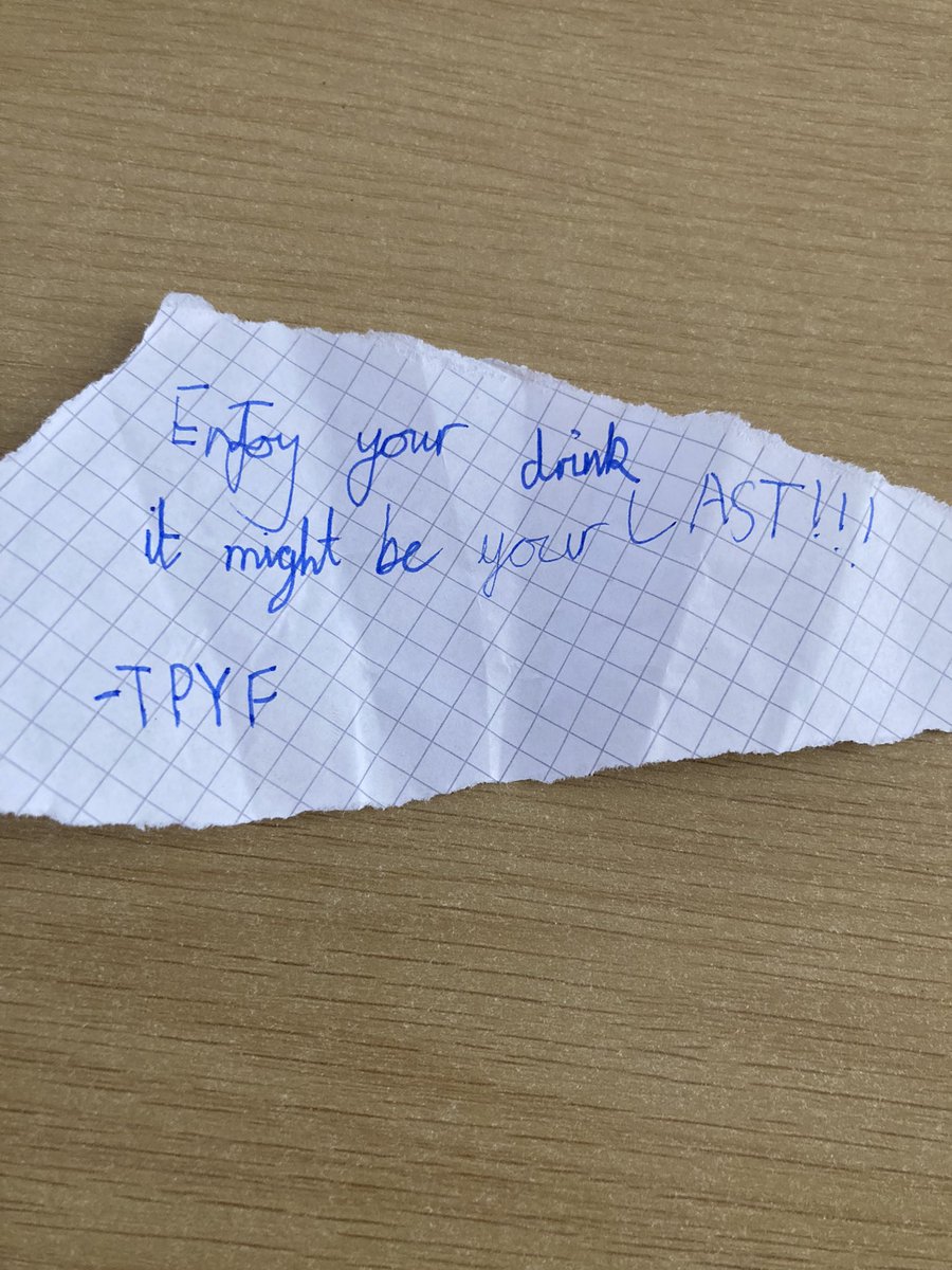 MrC3142's tweet image. Having hilariously turned a colleague’s desk upside down yesterday (including her leaky coffee flask), I get to my desk this lunchtime to a message from her class… #classwars #funtimes #watchyourback 🤦‍♂️