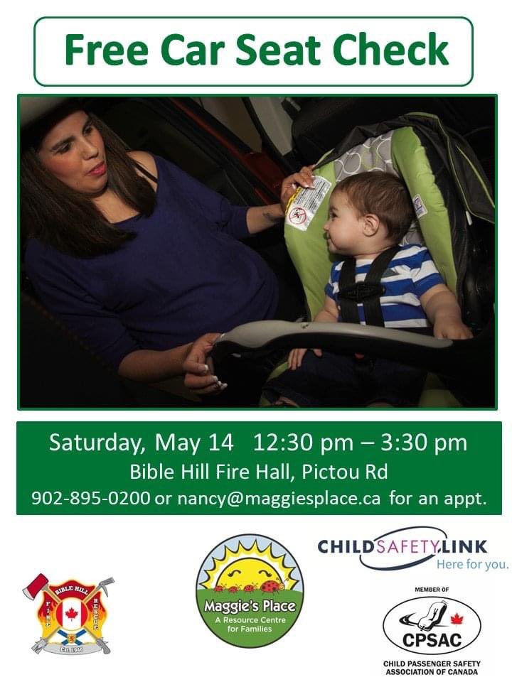 BHFB's tweet photo. We are pleased to team up with #MaggiesPlace to offer a free child car seat clinic this Saturday May 14th at our Fire Station on Pictou Road. Pre-registration is required. https://t.co/dql61fZH1W