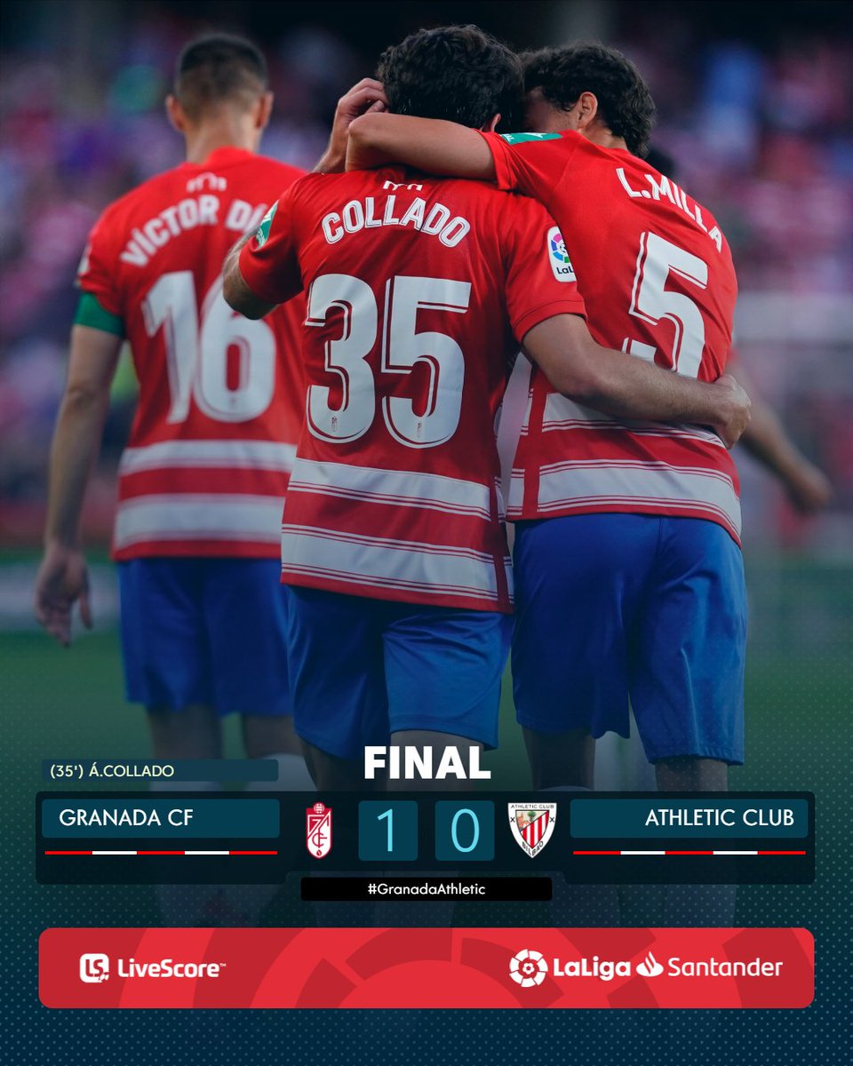 LaLiga's tweet photo. FINAL #GranadaAthletic 1-0

❤️🤍 ¡El @GranadaCF suma tres puntos 𝒗𝒊𝒕𝒂𝒍𝒆𝒔 ante su afición!

#ResultadosLS
#LaLigaSantander https://t.co/y2v9Haq27D