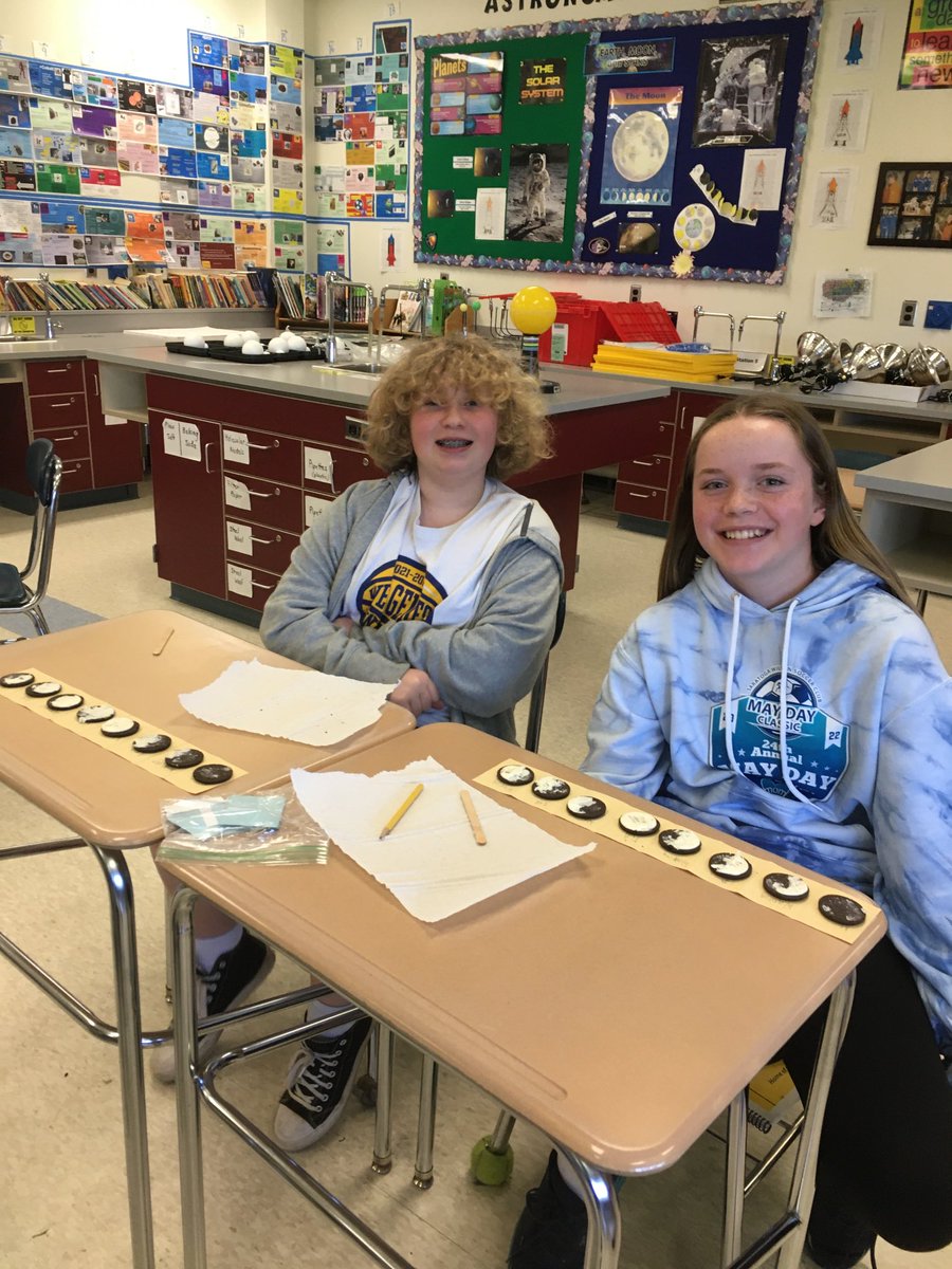 SNBing's tweet photo. ⁦@jdbillscnzm⁩ ⁦@WestGeneseeCSD⁩ Sometimes you just have to “Consume the Moon!”  #lunarphases #middleschool #science #handson #schoolisfun #astronony https://t.co/KLKnWRM4X4