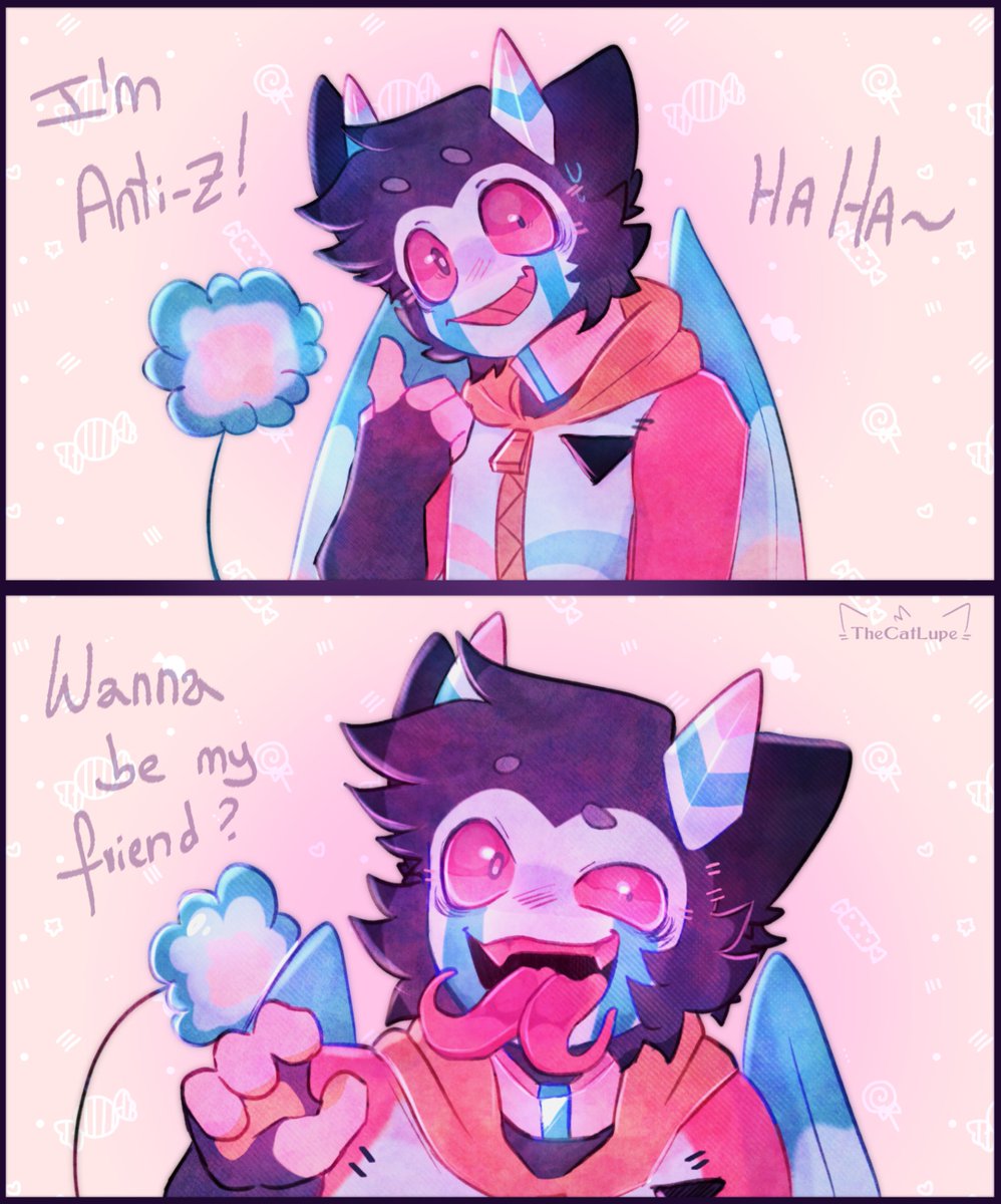 TCL_zzz's tweet photo. [✧]
•Anti-Z wants to know more about you!💜🐈
What would you reply to him?

#digitalart #furryart #closedspecies #dreamydoormats https://t.co/19tWoPyhOY