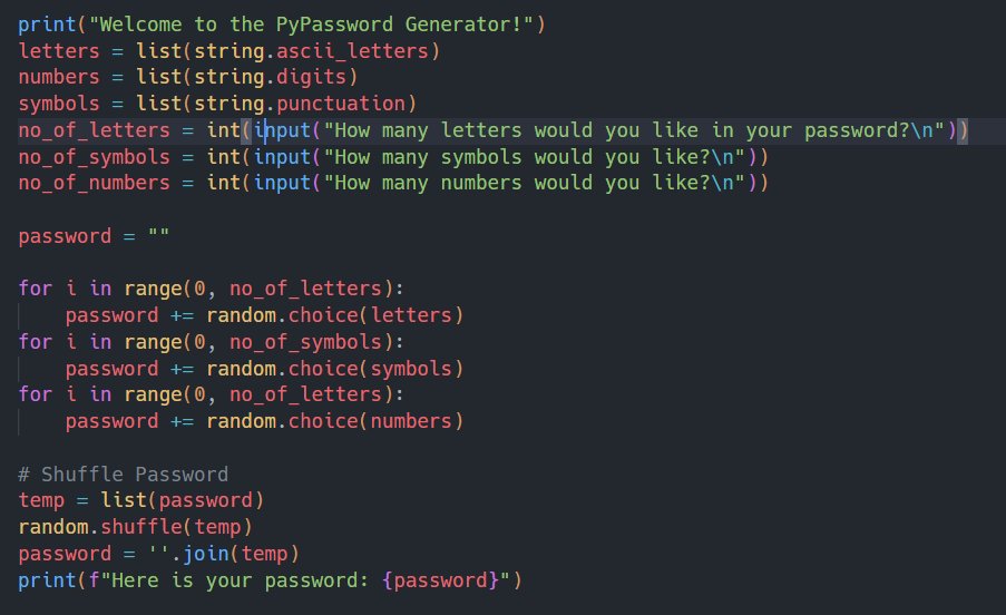 _abbeym_'s tweet photo. Day 5 - #100DaysOfCode
Done with Loops, Range and Code Blocks...
Python Password Generator, See code snippetππ!
Amazing #PyExperience!π
#Python #programming #100daysofpython https://t.co/APwdMUN5Zv
