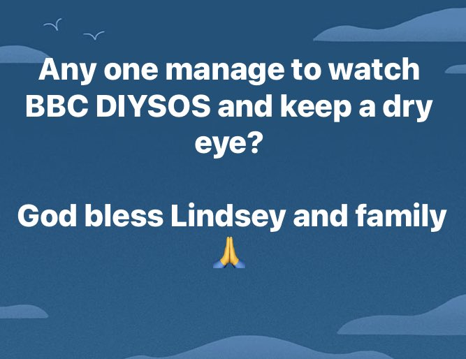KettStPastors's tweet photo. Any one manage to watch BBC DIYSOS and keep a dry eye?

 God bless Lindsey and family 
🙏 

#thebigbuild #DIYSOS #bbcdiysos 

#kettering #ketteringstreetpastors #streetpastors #ketteringtown #welovekettering https://t.co/g4ipgJjvf6