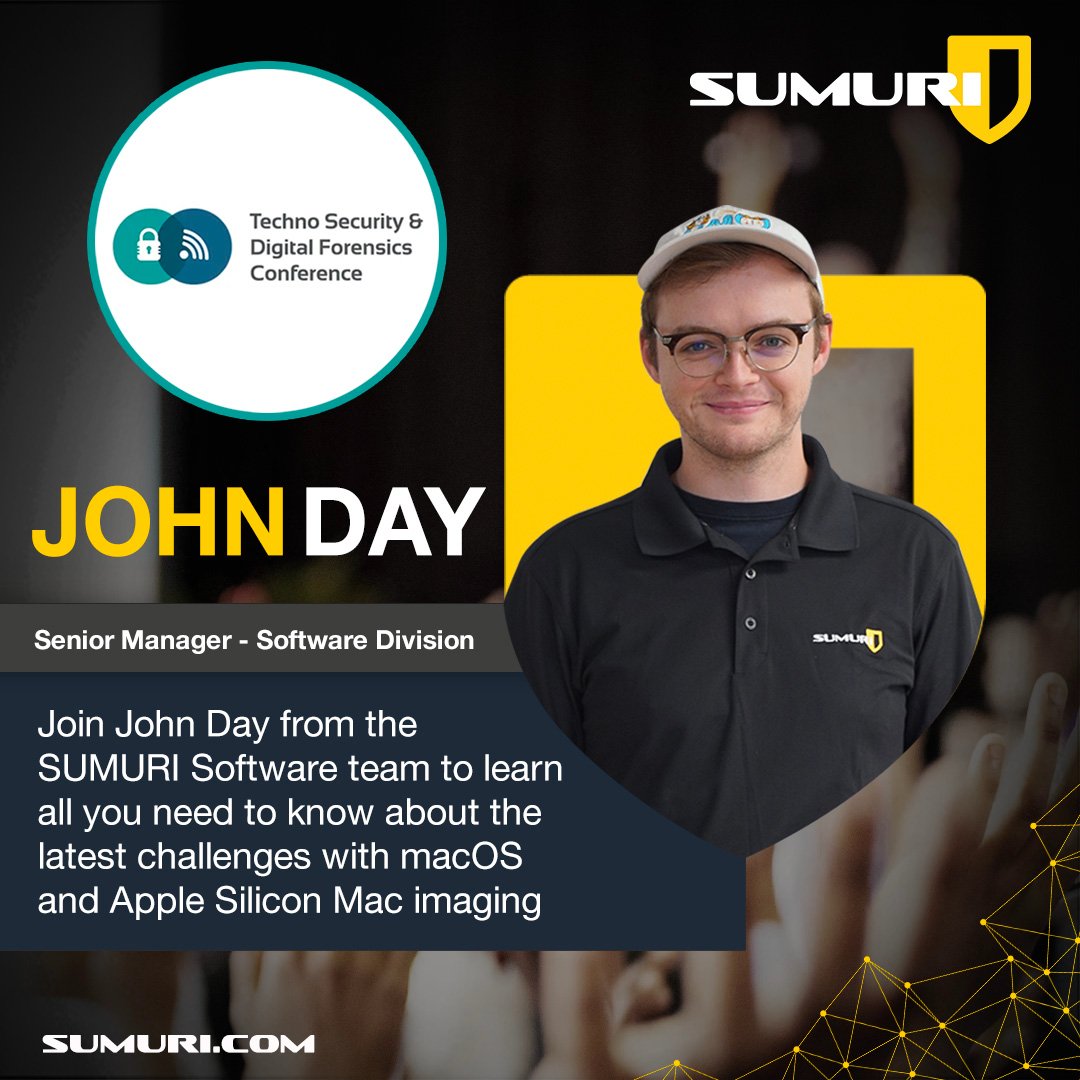 SUMURIForensics's tweet image. Having a great time at Techno? Join John Day from the SUMURI Software team to learn all you need to know about the latest challenges with macOS and Apple Silicon Mac imaging in the Atlantic 3 room at 1:30.
#MacForensics #RECONITR #RECONLAB!
#cybersecurity #digitalforensics