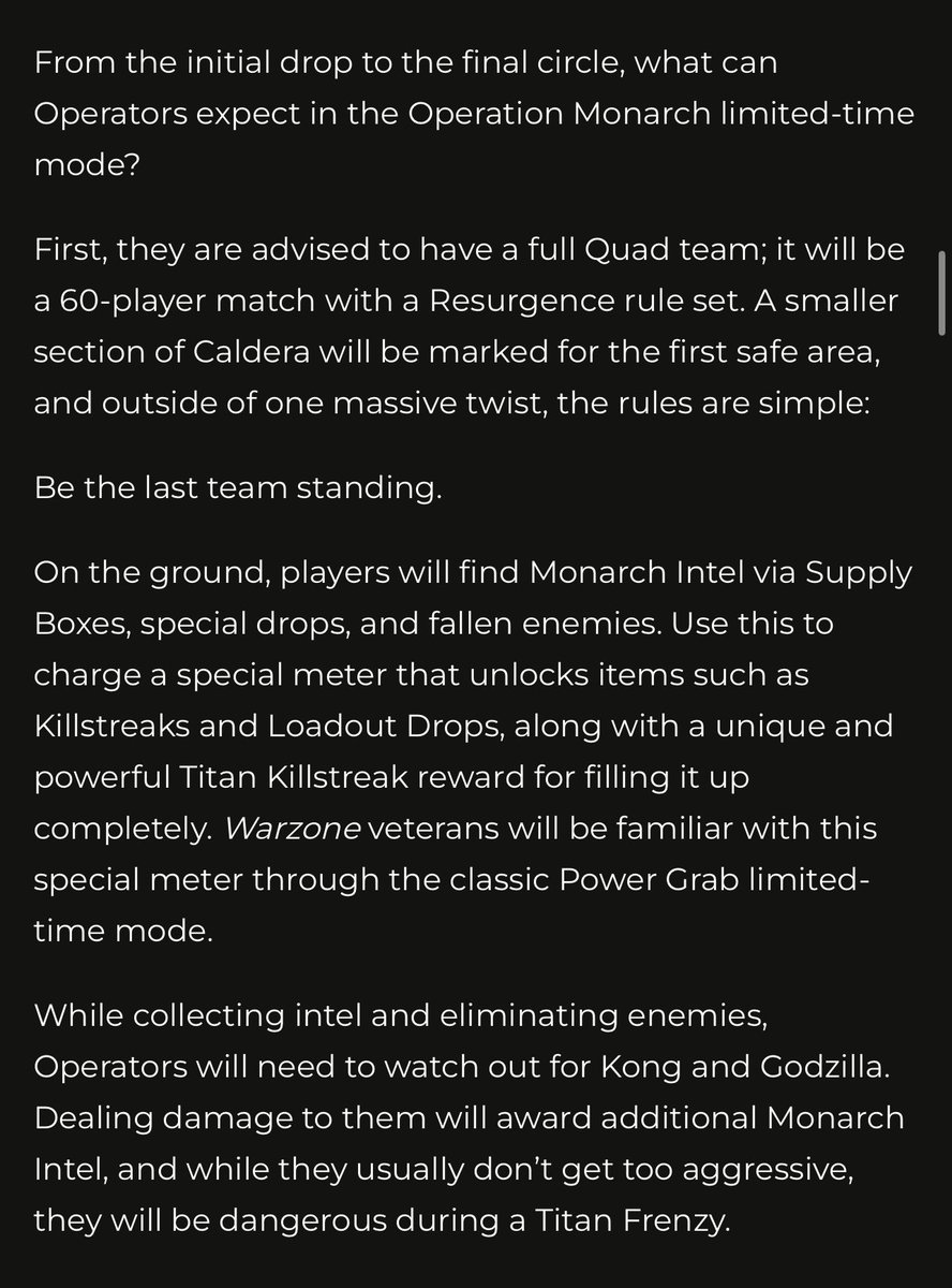 charlieINTEL's tweet photo. Operation Monarch Limited Time playlist is live May 11 through May 25 in #Warzone. 

Details on the mode + Rewards included for playing: https://t.co/tDQQVCktAZ