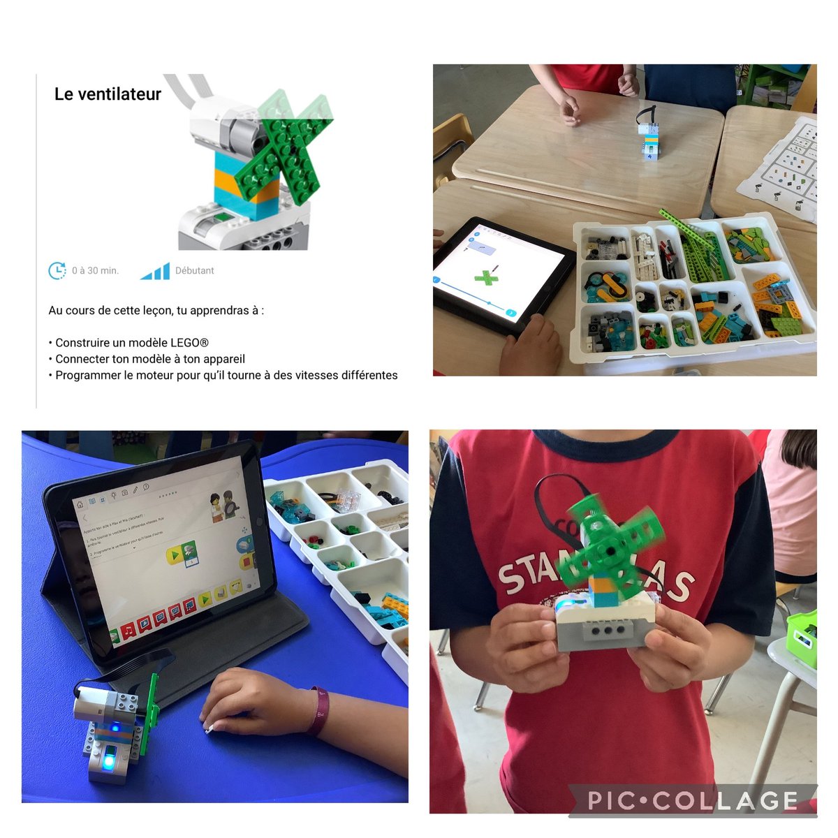isabelle_classe's tweet photo. Deuxième défi réussi avec #LegoWeDo2.0. De la coopération et des cris de joie quand le ventilateur s'est mis à tourner ! @StanMontreal @stan_robotix @aefeinfo @LaFEEP #robotique #programmation https://t.co/hz0JHKFs1u