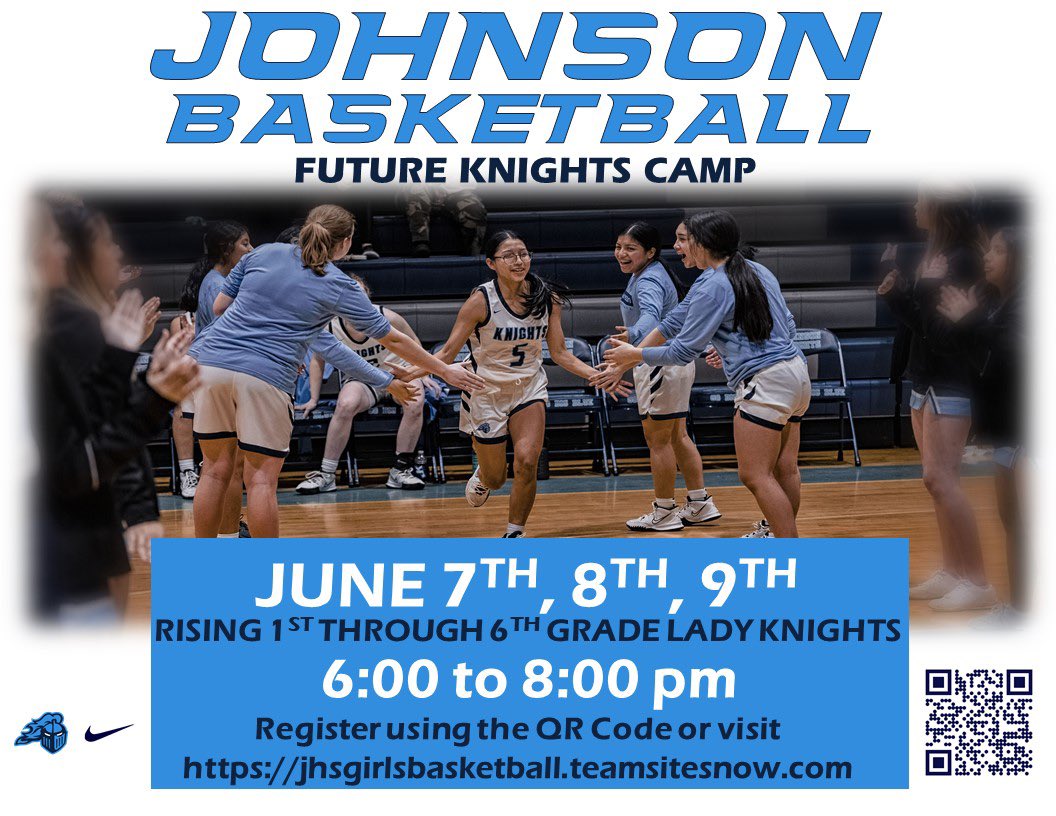 We are so excited to have our Future Knights Camp dates 🔒 in. Camp is June 7th-9th from 6:00-8:00 pm. Cost is only $30 if you register by May 31st &amp; $40 after. Use the QR code or visit our website to complete registration. We can’t wait to see all of our future Knights!