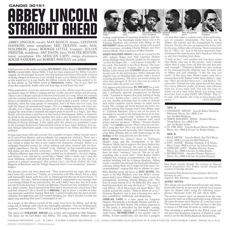 Candidrecords's tweet photo. “I’m not holding back anymore. It’s a hell of a good feeling to come out into the light.”
-Abbey Lincoln 1961
From the original liner notes to Straight Ahead
#candidrecords #jazz #abbeylincoln #linernotes
#straightahead https://t.co/0VXz2jbf0Y