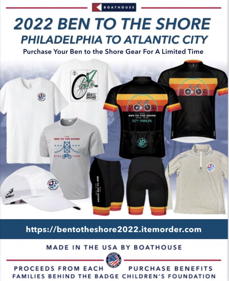 FBBChildrens's tweet photo. There are only a few weeks left to order your Ben to The Shore jerseys, bike shorts, hats and other apparel through Boathouse Sports! Visit https://t.co/gNg9m9m8d1 to shop!

#Ben2Shore #fbbcf #whyweride https://t.co/jdad5j9E79