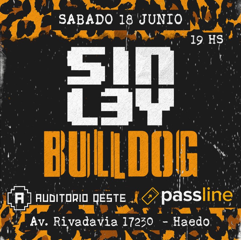 Sinleyoficial's tweet image. Volvemos a Auditorio Oeste! 
Esta vez acompañados por nuestros hermanos de @BULLDOGPUNK

🗓 Sábado 18 de Junio - 19 hs. 
📌 @auditoriooeste, Av. Ribadavia 17230 - Haedo. 
📢 Anticipadas en: Sistema Passline 
passline.com/eventos/bulldo…

#SinLey #Bulldog #auditoriooeste #punkrock