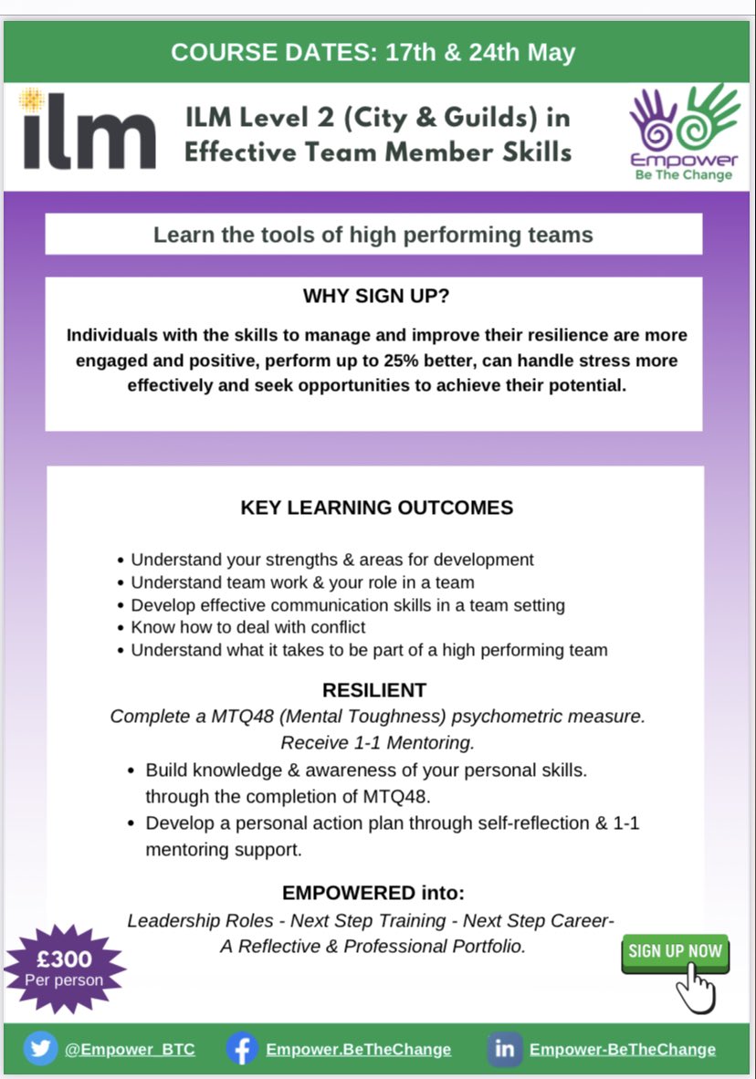 Dawn_EBTC's tweet photo. ILM Level 2 Effective Team Member Skills Course mornings, online 17th &amp; 24th May 2022.   
!!ONLY 2 PLACES LEFT!!
Hurry &amp; book online at  https://t.co/fBiGF4xwOu https://t.co/VNsEzrIvv8