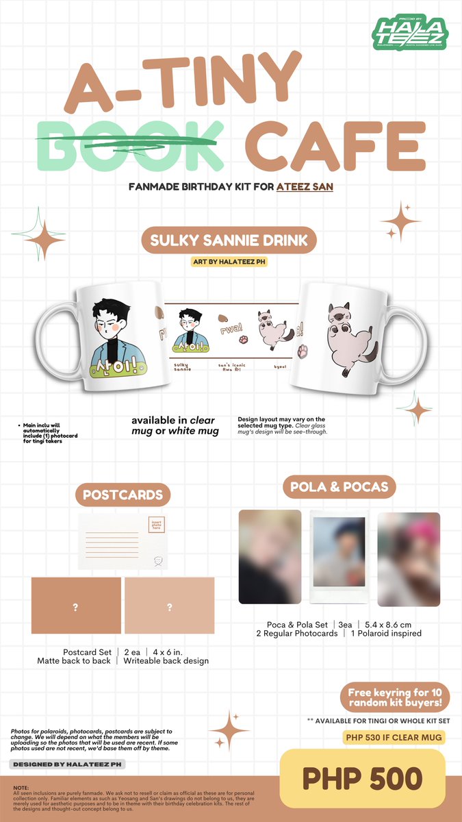foratinystudio's tweet photo. welcome to
A-TINY BOOK CAFE ☕️📔
[yeosang and san bday kits]

⚇ order period: May 11 to June 1
⚇ dop: June 1 to 2
⚇ avail in tingi and full kit!

order here: https://t.co/CVKA6ZoPQh https://t.co/8X7VW1I72N