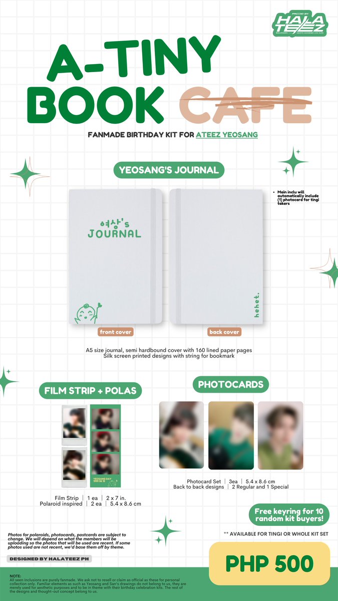 foratinystudio's tweet photo. welcome to
A-TINY BOOK CAFE ☕️📔
[yeosang and san bday kits]

⚇ order period: May 11 to June 1
⚇ dop: June 1 to 2
⚇ avail in tingi and full kit!

order here: https://t.co/CVKA6ZoPQh https://t.co/8X7VW1I72N