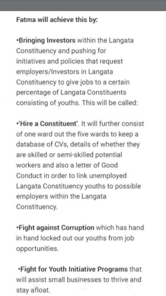 AdamFatma's tweet photo. 'Hire a Constituent' is a youth employment initiative created by Fatma Adam in which she plans to push employers and investors to to hire a certain percentage of Constituents. #YouthEmployment #YesToDevelopment #YouthsAreTheLeadersOfToday #FatmaLangataMP Elections2022 https://t.co/V0xuMA6hES