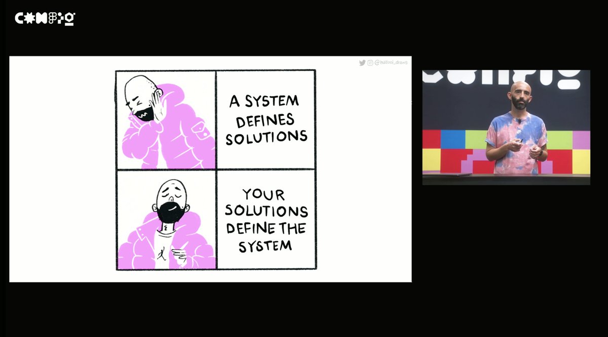 Really loved the talk by <a href="/halfool_draws/">José Torre</a> on how Design Systems are flawed. It's definitely something I'll think about more when working with Design Systems in the future.

Amazing illustrations too!

#config2022