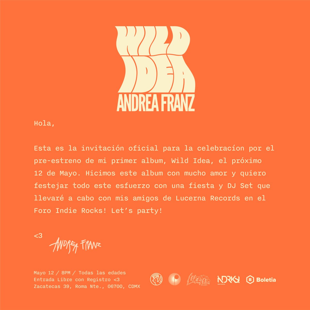 indierocks's tweet photo. ¡Asiste a la release party del esperado álbum debut de @frau_franz este jueves 12 de mayo en el @ForoIndierocks! Entrada libre con registro previo. https://t.co/GVDmJPZTTc 🥳🦄✨ https://t.co/sUyycUHQwx