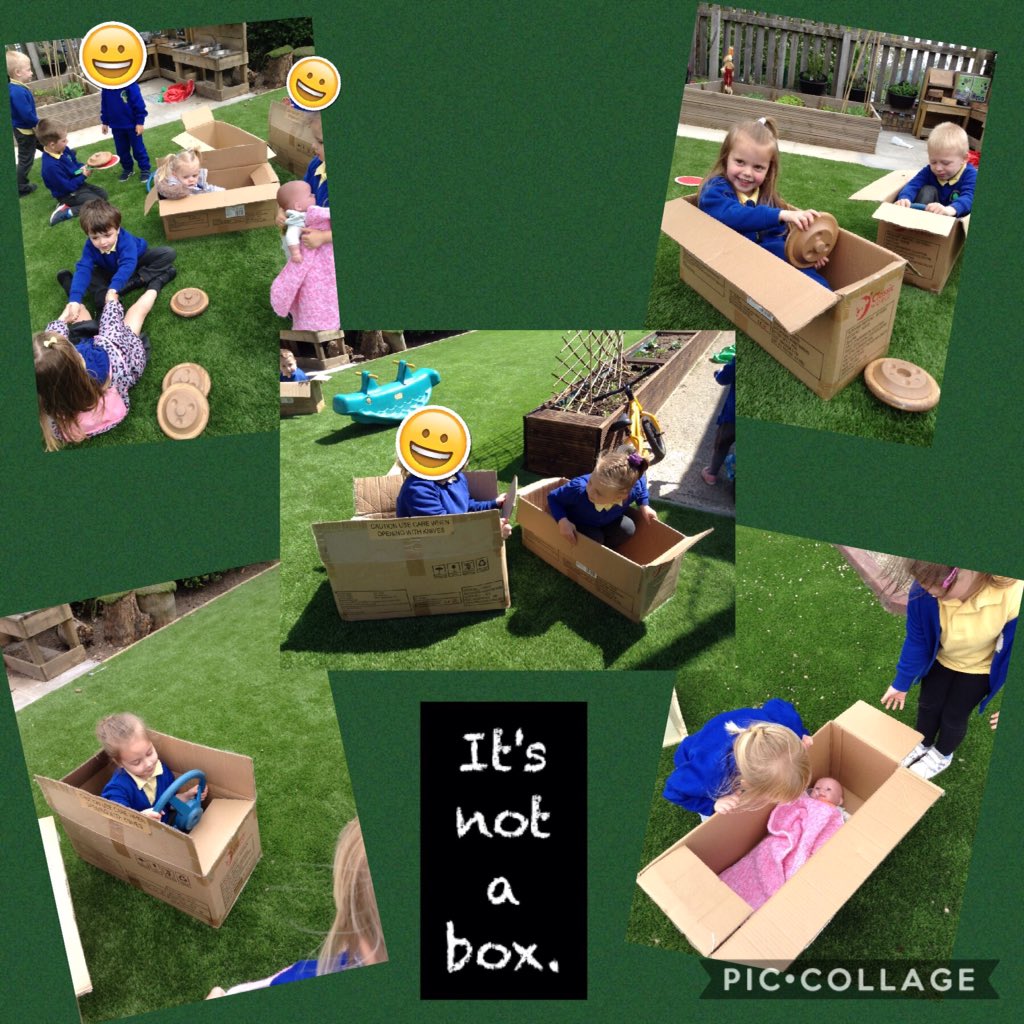 NurseryBPS's tweet photo. What started as a 'bed for baby' yesterday soon became 'a car' 'a boat' and 'an aeroplane' today. So much fun with a box. I wonder what adventures it will have tomorrow? #ambitiouscapablelearners #itsnotabox @blackwood_PS @EAS_EarlyYears @BrimbleGaynor https://t.co/RYDk98WZta