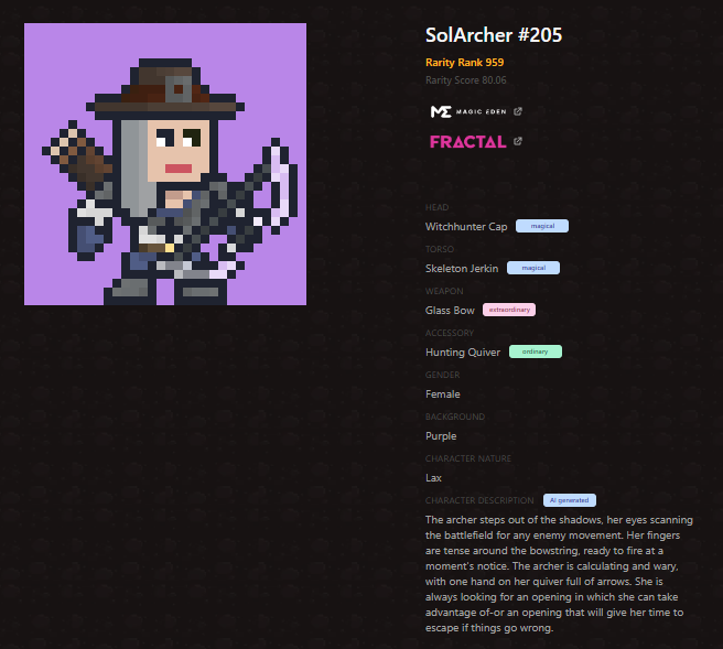 "The archer steps out of the shadows, her eyes scanning the battlefield for any enemy movement. Her fingers are tense around the bowstring, ready to fire at a moment's notice..."