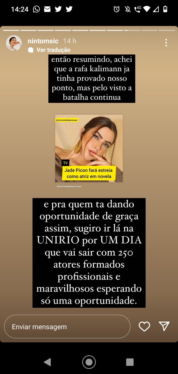 a nina tomsic que faz a ingrid em quanto mais vida melhor rasgando o verbo sobre a jade picon ser atriz. fala mesmo nina, você tá certíssima