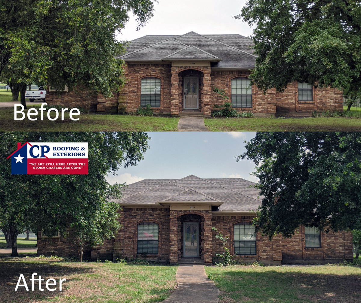 CPRoofingTexas's tweet photo. Pretty crazy how much weather can damage your roof, huh?
This brand new look was brought to you by the one and only CP Roofing 🙌

Let us come do a free inspection on your home’s roof!
🌐 https://t.co/OWYObyfcch

#TransformationTuesday #RoofTransformations #BeforeAndAfter https://t.co/wevlcpzStL