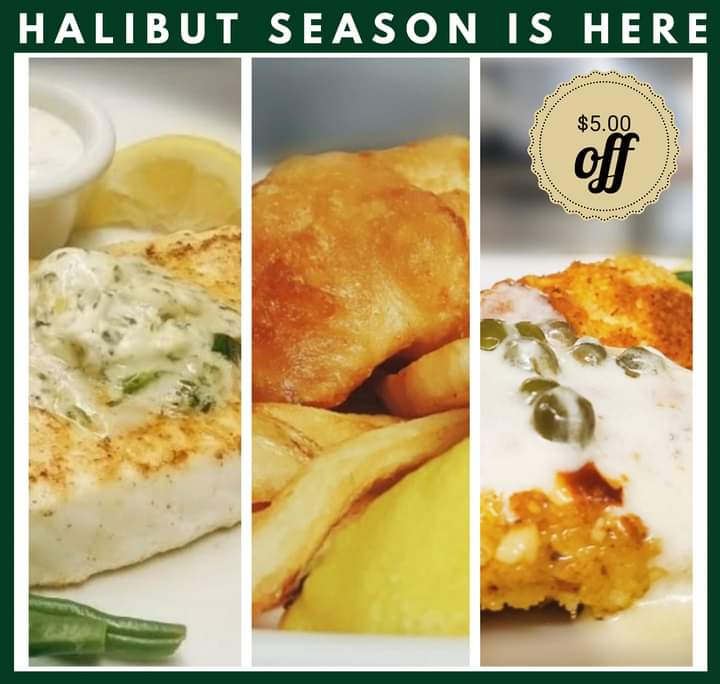 mcgrathsfh's tweet photo. Halibut season is here! Receive $5.00 off any two Halibut entrees. Just mention this add to receive your coupon. Enjoy! #mcgrathsfishhouse #halibut #seafood https://t.co/i6uWSPmkfW