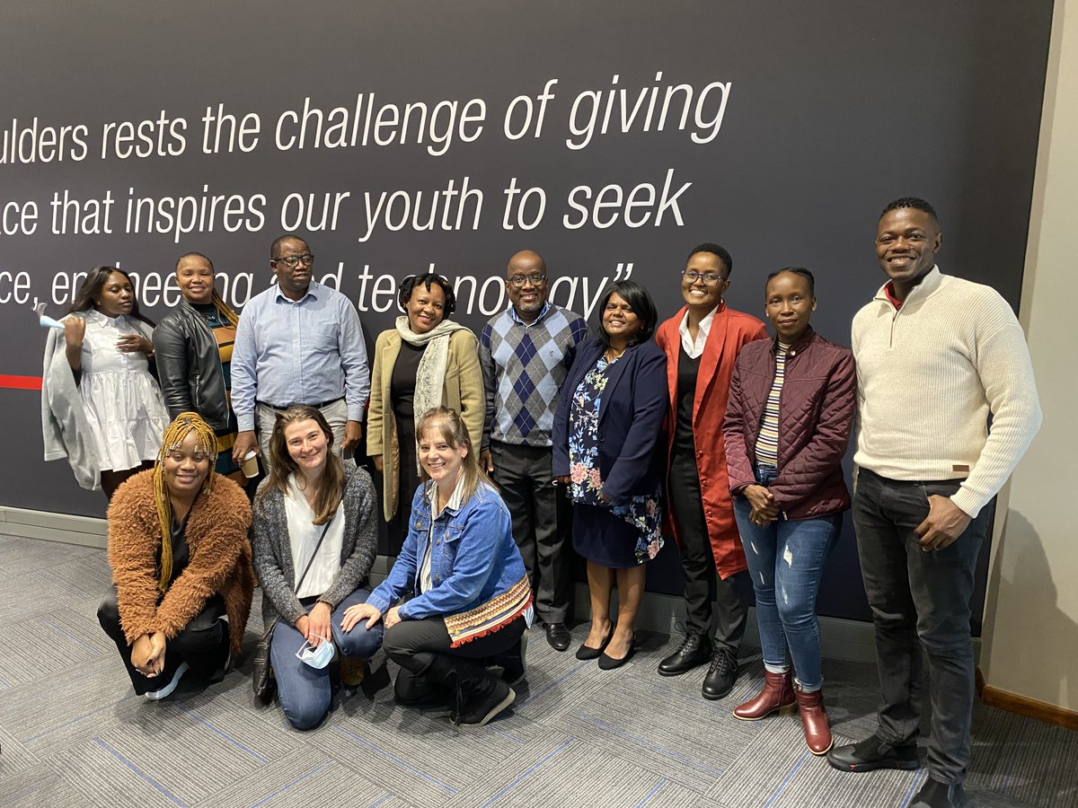 Saeonews's tweet photo. Dr. Clifford Nxomani (DCEO NRF) welcomes Dr. Mary Jane Bopape (SAEON MD) with Prof. Bornman and SAEON National Office team. https://t.co/nWZmmQOx04