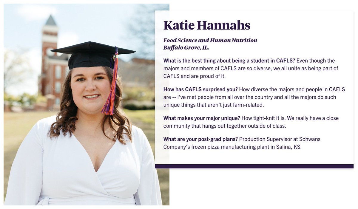 ClemsonCAFLS's tweet photo. Let us introduce a few of the #classof22 CAFLS grads as we celebrate Graduation Week 🎓

https://t.co/vDTXpmqFzj https://t.co/kWINtxGxG5