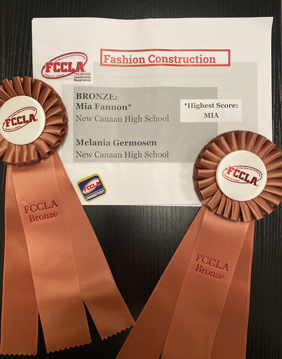 kellygracezilly's tweet photo. So proud of our New Canaan FCCLA Chapter placing Bronze in the Fashion Construction Competition at States… Way to go Mia Fannon &amp; Melania Germosen!!! @NCHS_CT https://t.co/OATTCwlKQq