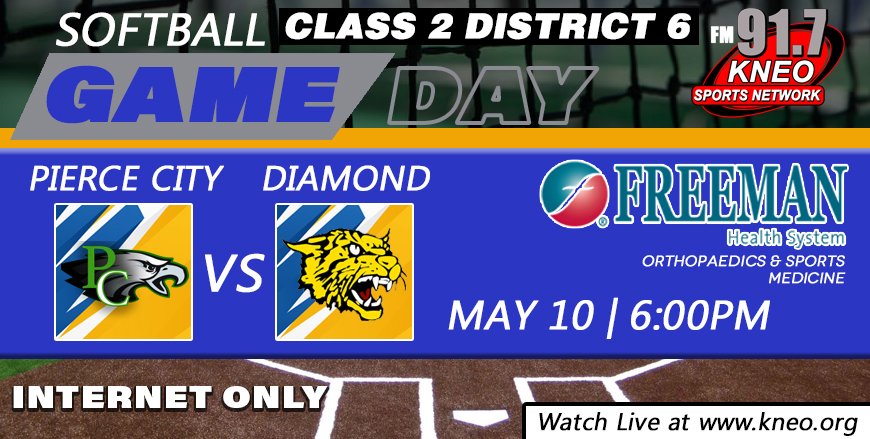 C2D6 championship game tonight from Mt Vernon as Diamons faces Pierce City. Listen live link on the KNEO youtube page. First pitch is scheduled for 6 PM. <a href="/DIAMOND___HS/">DHS Wildcat Athletics</a> <a href="/PierceCity_R6/">Pierce City R-6</a>