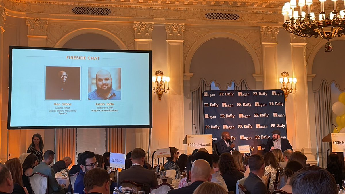 RubenRamirezNYC's tweet photo. “When you’re thinking about social platforms you’re on: purpose over presence,” says @Spotify’s @kengibbsjr. #PRDailyAwards https://t.co/UK7oH4E3bz