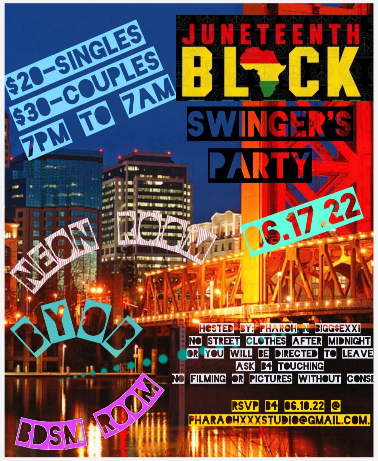 🗣️📣 BLACK✊🏿 SWINGERS AND KINKSTERS, LET'S GET LIT ALL NIGHT! 7-17-22 See thread for more details. #Sacramento #Blackswingers #POC #BIPOC #Ebony #Juneteenth #FathersDay wknd #blacknkinky #Blackittyblack https://t.co/WflSONooVg