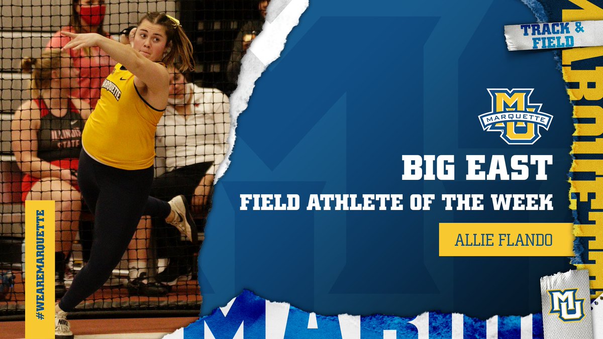 MUTFXC's tweet photo. Allie Flando was named BIG EAST Field Athlete of the Week after recording top-10 marks in the shot put and hammer throw at the Wisconsin Classic!

RELEASE⤵️

https://t.co/Reb8nF8FJd

#WeAreMarquette https://t.co/GV7F9NRJJf