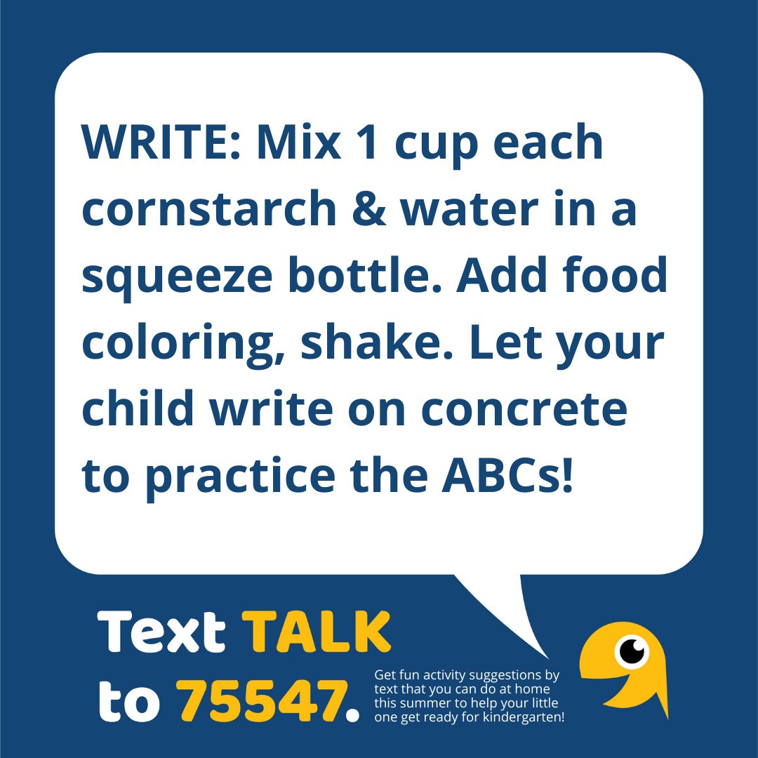 LibraryofMich's tweet photo. Make any time this summer learning time! Sign up to get 8-10 messages per month with fun activities you can do at home to help prepare little ones, ages 5 & under, for school success. Text "TALK" to 75547.
#EarlyLiteracy #ReadyToReadMi #IMLSgrant https://t.co/qwEUswmqa6