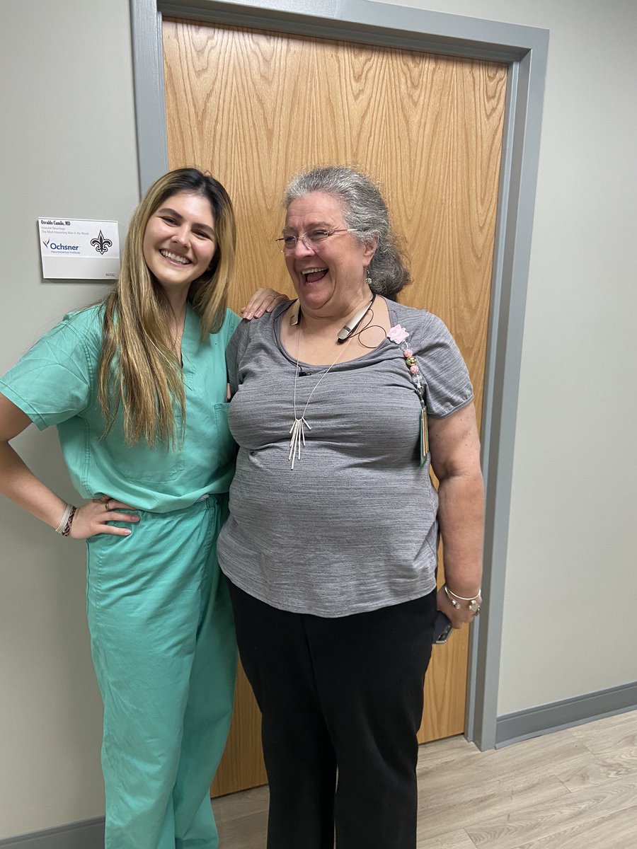 Nataliamejia98's tweet photo. This is Terry and her foster human. Being an #IMG isn’t easy, but she treated me like a daughter. From baking goods for me to bring on my first day to the #hospital to experiencing my first hurricane with her (funny story that was Ida).The world needs more terries #Oschner https://t.co/LY30m2OW1K
