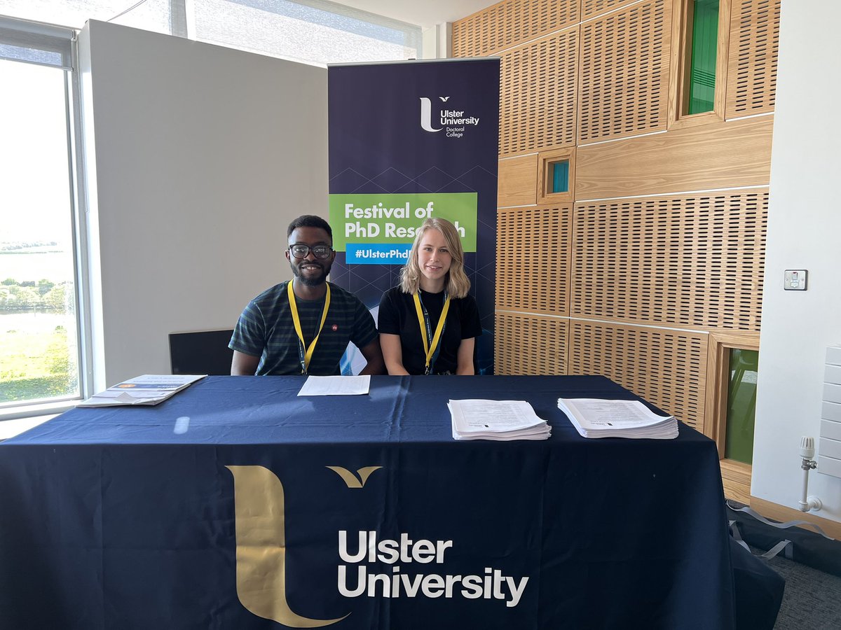 .@MariaWesolowsk2 and Simms Adu look forward to welcoming you to #UlsterPhDFest tomorrow! Posters are up, stage is set - one more day to go!