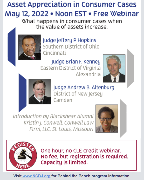 Two more days to register for latest <a href="/ncbj_conf/">Nat’l Conf. of Bankr. Judges</a> Behind the Bench program, which should be interesting in this time of appreciating assets. Go to ncbj.org for registration info. <a href="/tampabaybba/">tampabaybba</a>  <a href="/FlaBizLaw/">Business Law Section</a> <a href="/IWIRCFlorida/">IWIRC - Florida</a> <a href="/nactt/">NACTT</a> <a href="/NACBAorg/">NACBA</a>